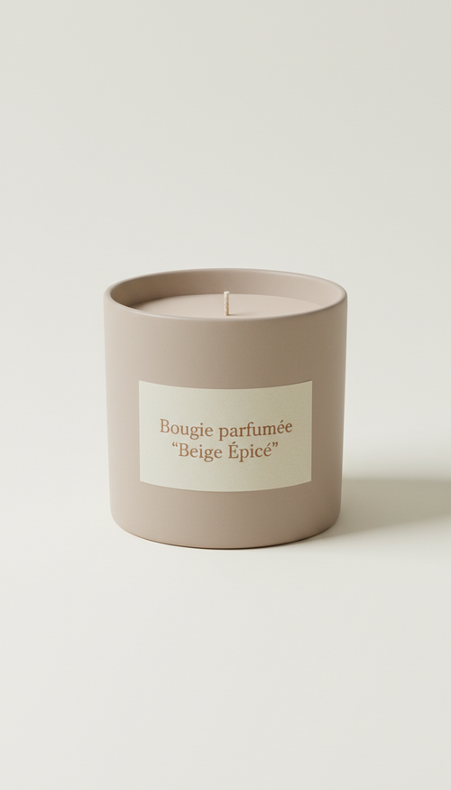 Bougie parfumée beige épicé